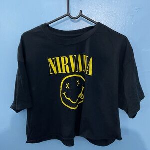 NIRVANA Black Tee with Yellow Graphic for Kids